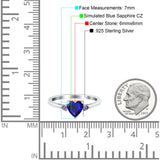 Art Deco Heart Three Stone Wedding Bridal Ring Round Amethyst Simulated Cubic Zirconia 925 Sterling Silver