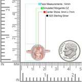 Halo Oval Art Deco Wedding Bridal Ring Band Round Simulated Cubic Zirconia 925 Sterling Silver