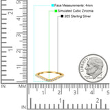 Fashion Half Eternity Ring Round Simulated Cubic Zirconia 925 Sterling Silver (4mm)