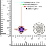 Teardrop Pear Art Deco Wedding Engagement Bridal Ring Round Simulated Cubic Zirconia 925 Sterling Silver