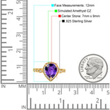 Teardrop Pear Art Deco Wedding Engagement Bridal Ring Round Simulated Cubic Zirconia 925 Sterling Silver