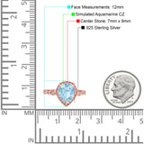 Teardrop Pear Art Deco Wedding Engagement Bridal Ring Round Simulated Cubic Zirconia 925 Sterling Silver