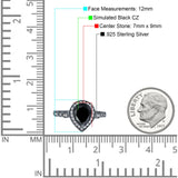 Teardrop Pear Art Deco Wedding Engagement Bridal Ring Round Simulated Cubic Zirconia 925 Sterling Silver