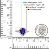 Teardrop Pear Art Deco Wedding Engagement Bridal Ring Round Simulated Cubic Zirconia 925 Sterling Silver