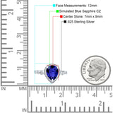 Teardrop Pear Art Deco Wedding Engagement Bridal Ring Round Simulated Cubic Zirconia 925 Sterling Silver