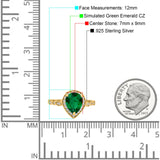Teardrop Pear Art Deco Wedding Engagement Bridal Ring Round Simulated Cubic Zirconia 925 Sterling Silver