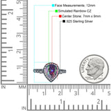 Teardrop Pear Art Deco Wedding Engagement Bridal Ring Round Simulated Cubic Zirconia 925 Sterling Silver