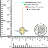 Teardrop Pear Art Deco Wedding Engagement Bridal Ring Round Simulated Cubic Zirconia 925 Sterling Silver