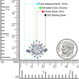 Art Deco Wedding Engagement Bridal Ring Baguette Round Simulated Cubic Zirconia 925 Sterling Silver