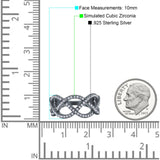 Infinity Half Eternity Petite Ring Wedding Engagement Band Round Pave Simulated Cubic Zirconia 925 Sterling Silver