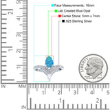 Art Deco Solitaire Accent Pear Wedding Engagement Bridal Ring Band Round Simulated Cubic Zirconia 925 Sterling Silver