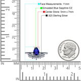 Art Deco Solitaire Accent Pear Wedding Engagement Bridal Ring Band Round Simulated Cubic Zirconia 925 Sterling Silver