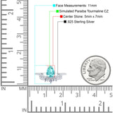 Art Deco Solitaire Accent Pear Wedding Engagement Bridal Ring Band Round Simulated Cubic Zirconia 925 Sterling Silver