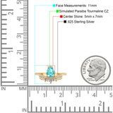 Art Deco Solitaire Accent Pear Wedding Engagement Bridal Ring Band Round Simulated Cubic Zirconia 925 Sterling Silver