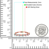 Half Eternity Ring Wedding Engagement Band Round Pave Simulated Cubic Zirconia 925 Sterling Silver