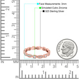 Full Eternity Stackable Ring Wedding Band Round Simulated Cubic Zirconia 925 Sterling Silver (3mm)