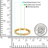 Full Eternity Stackable Ring Wedding Band Round Simulated Cubic Zirconia 925 Sterling Silver (3mm)