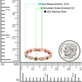 Full Eternity Stackable Ring Wedding Band Round Simulated Cubic Zirconia 925 Sterling Silver (3mm)