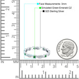 Full Eternity Stackable Ring Wedding Band Round Simulated Cubic Zirconia 925 Sterling Silver (3mm)