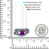 Three Piece Infinity Shank Cushion Cut Art Deco Halo Engagement Ring Round Simulated Cubic Zirconia 925 Sterling Silver