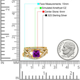 Three Piece Infinity Shank Cushion Cut Art Deco Halo Engagement Ring Round Simulated Cubic Zirconia 925 Sterling Silver
