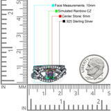Three Piece Infinity Shank Cushion Cut Art Deco Halo Engagement Ring Round Simulated Cubic Zirconia 925 Sterling Silver
