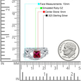 Three Piece Infinity Shank Cushion Cut Art Deco Halo Engagement Ring Round Simulated Cubic Zirconia 925 Sterling Silver