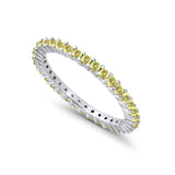 Full Eternity Wedding Band Round Simulated CZ Ring 925 Sterling Silver