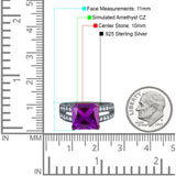 Princess Cut Art Deco Engagement Ring Simulated Cubic Zirconia 925 Sterling Silver