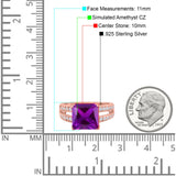 Princess Cut Art Deco Engagement Ring Simulated Cubic Zirconia 925 Sterling Silver