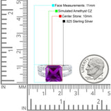 Princess Cut Art Deco Engagement Ring Simulated Cubic Zirconia 925 Sterling Silver