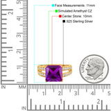 Princess Cut Art Deco Engagement Ring Simulated Cubic Zirconia 925 Sterling Silver