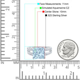 Princess Cut Art Deco Engagement Ring Simulated Cubic Zirconia 925 Sterling Silver