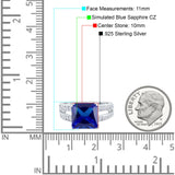 Princess Cut Art Deco Engagement Ring Simulated Cubic Zirconia 925 Sterling Silver