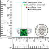 Princess Cut Art Deco Engagement Ring Simulated Cubic Zirconia 925 Sterling Silver