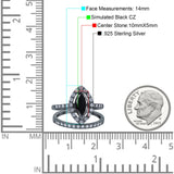 Two Piece Halo Marquise Art Deco Wedding Engagement Bridal Ring Round Simulated Cubic Zirconia 925 Sterling Silver