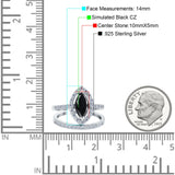 Two Piece Halo Marquise Art Deco Wedding Engagement Bridal Ring Round Simulated Cubic Zirconia 925 Sterling Silver