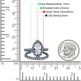 Two Piece Halo Marquise Art Deco Wedding Engagement Bridal Ring Round Simulated Cubic Zirconia 925 Sterling Silver