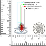 Two Piece Halo Marquise Art Deco Wedding Engagement Bridal Ring Round Simulated Cubic Zirconia 925 Sterling Silver