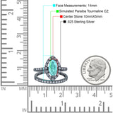 Two Piece Halo Marquise Art Deco Wedding Engagement Bridal Ring Round Simulated Cubic Zirconia 925 Sterling Silver