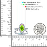 Two Piece Halo Marquise Art Deco Wedding Engagement Bridal Ring Round Simulated Cubic Zirconia 925 Sterling Silver