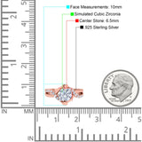 Art Deco Wedding Bridal Ring Round Simulated Cubic Zirconia 925 Sterling Silver