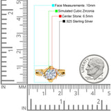 Art Deco Wedding Bridal Ring Round Simulated Cubic Zirconia 925 Sterling Silver
