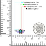 Three Stone Oval Wedding Bridal Ring Simulated Cubic Zirconia 925 Sterling Silver