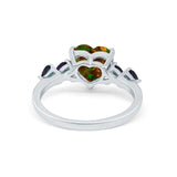 Heart Promise Wedding Ring Simulated Rainbow Cubic Zirconia 925 Sterling Silver