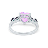 Heart Promise Wedding Ring Simulated Rainbow Cubic Zirconia 925 Sterling Silver
