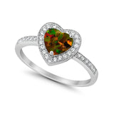 Halo Dazzling Heart Promise Ring Round Simulated CZ 925 Sterling Silver