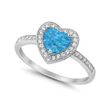Halo Dazzling Heart Promise Ring Round Simulated CZ 925 Sterling Silver