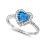 Halo Dazzling Heart Promise Ring Round Simulated CZ 925 Sterling Silver