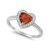 Halo Dazzling Heart Promise Ring Round Simulated CZ 925 Sterling Silver